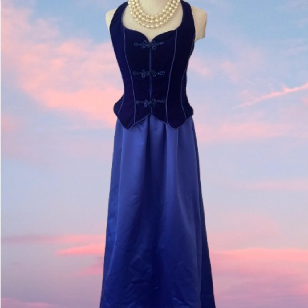 Vintage 90s Zum Zum Blue Prom Dress